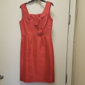 Tahari - Poppy Red cocktail dress w/rose ruffle